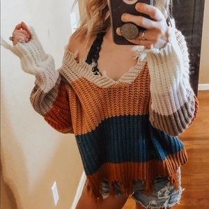 Distressed oversized sweater